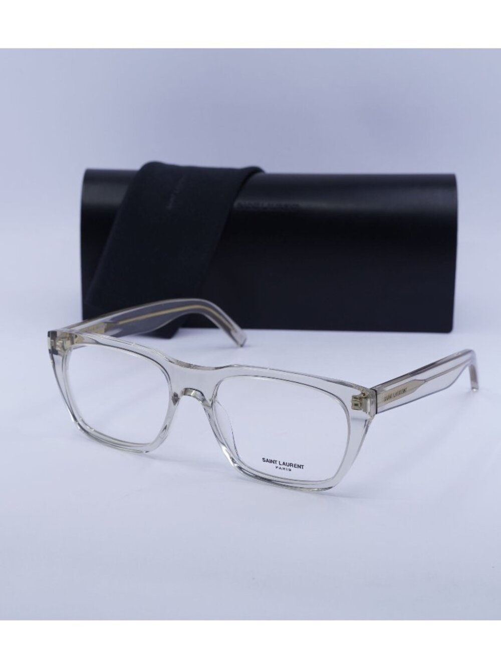 Saint Laurent SL598 OPT 004 Rectangle Eyeglasses 56mm – Transparent Beige
